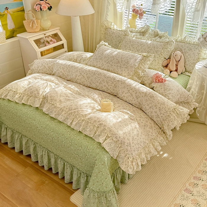 91家纺网 家纺一手货源 找家纺 （总）韩约家纺 2026新款法式大花边古法棉感床盖四件套