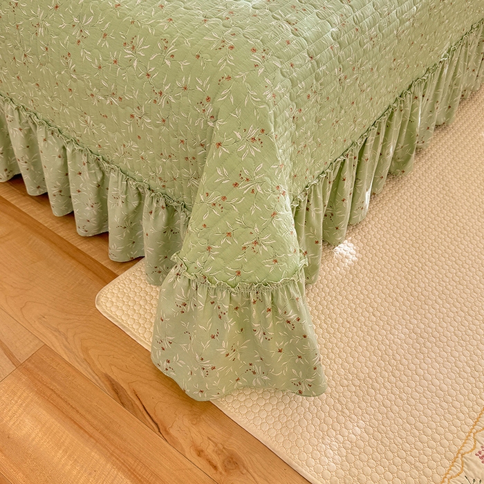 91家纺网 家纺一手货源 找家纺 韩约家纺 2026新款法式大花边古法棉感床盖四件套 春熙