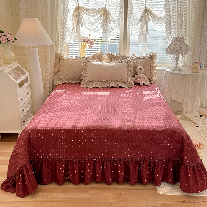 91家纺网 家纺一手货源 找家纺 韩约家纺 2026新款法式大花边古法棉感床盖四件套 艾米