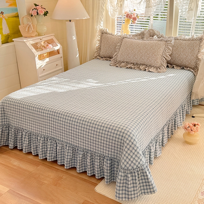 91家纺网 家纺一手货源 找家纺 韩约家纺 2026新款法式大花边古法棉感床盖四件套 靓彩