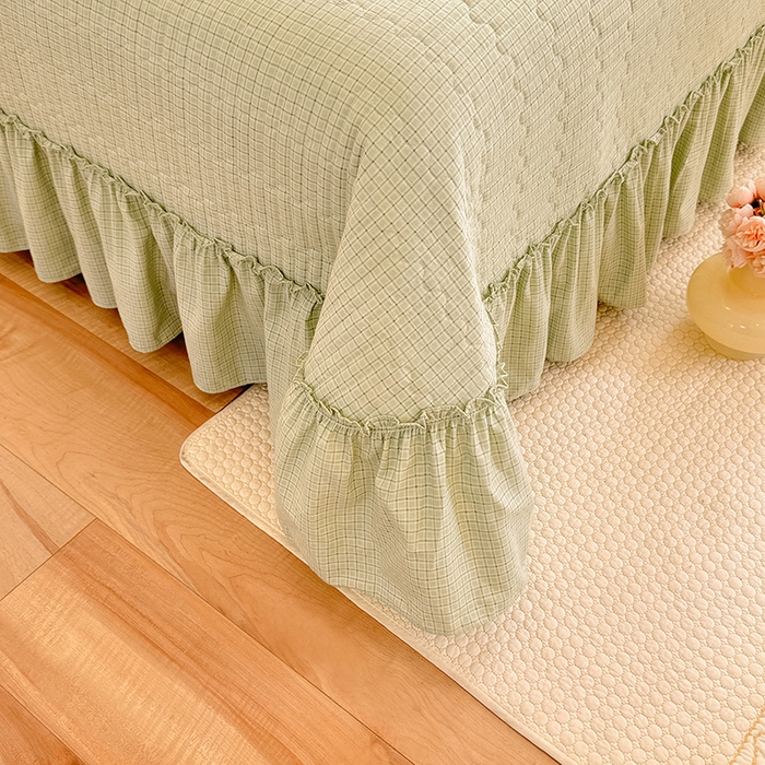 91家纺网 家纺一手货源 找家纺 韩约家纺 2026新款法式大花边古法棉感床盖四件套 轻颜