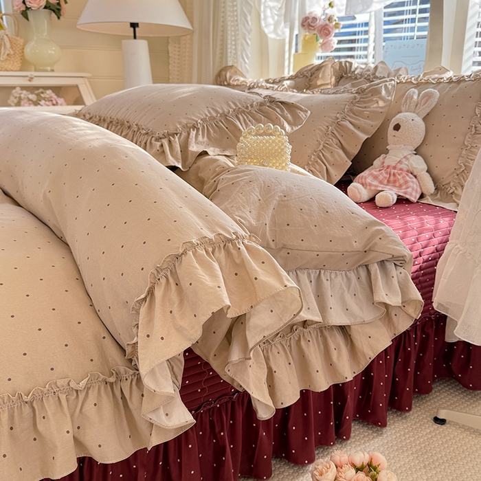 91家纺网 家纺一手货源 找家纺 （总）韩约家纺 2026新款法式大花边古法棉感床盖四件套