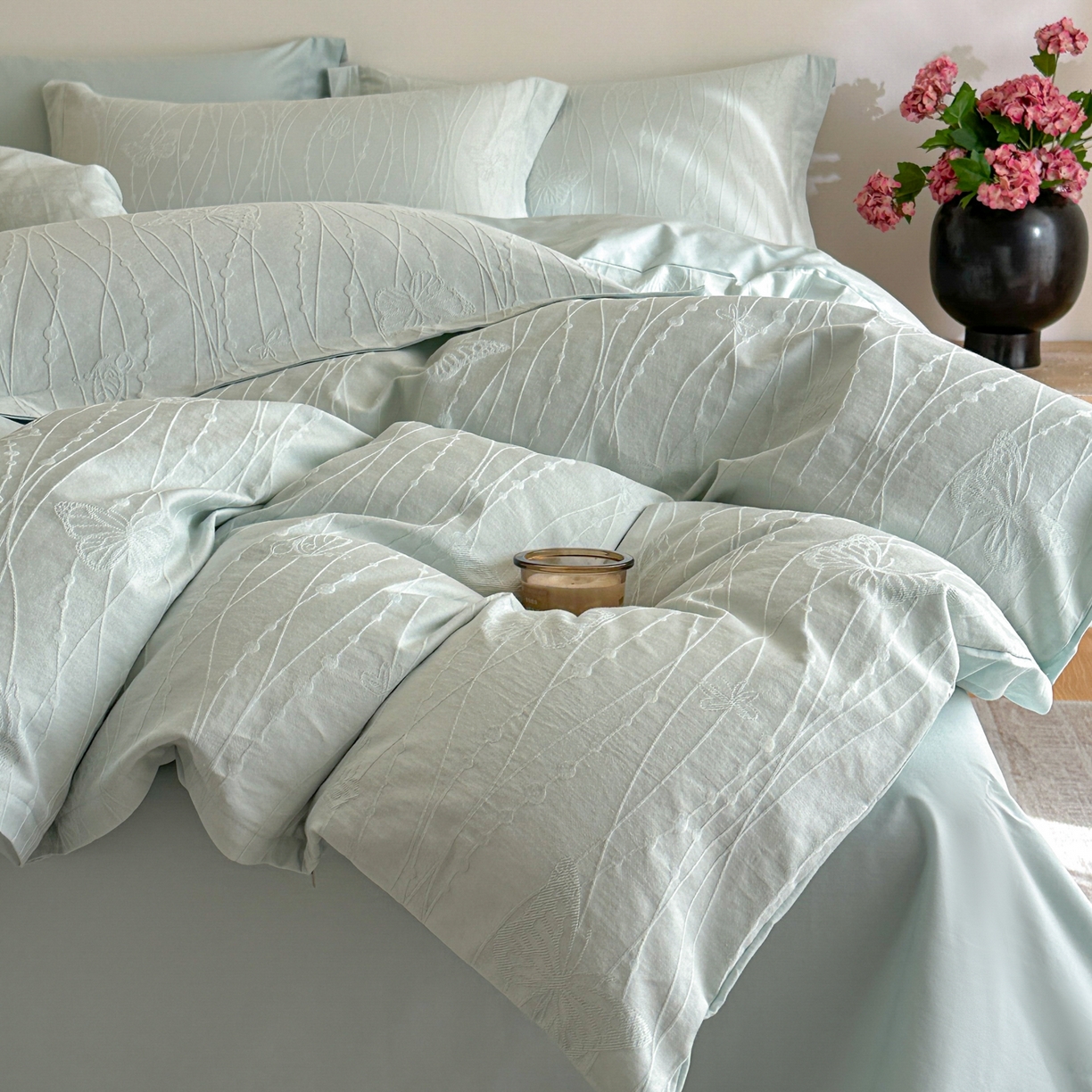 91家纺网 家纺一手货源 找家纺 （总）格里芬家纺 2026新款全棉水洗立体浮雕提花纯棉四件套