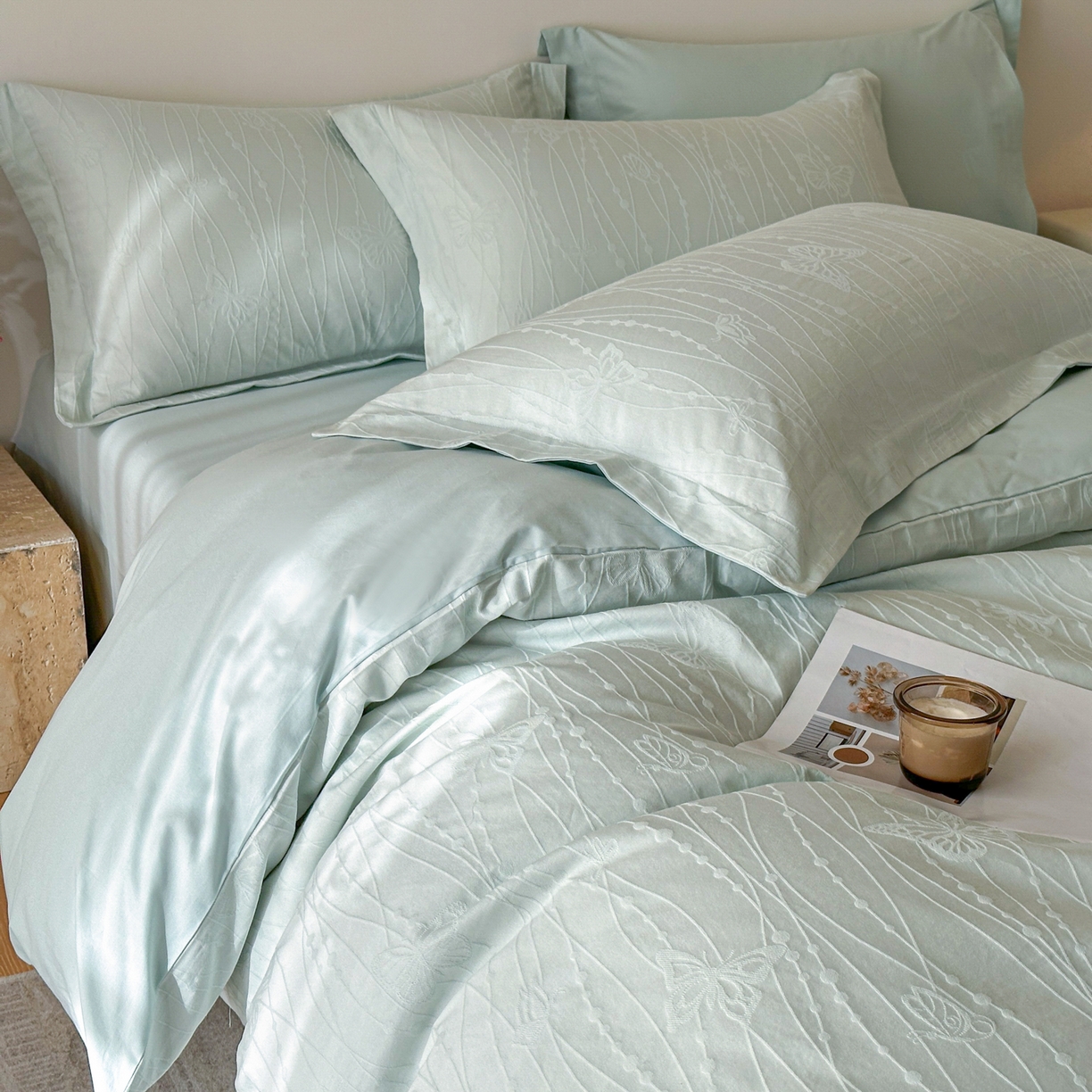 91家纺网 家纺一手货源 找家纺 （总）格里芬家纺 2026新款全棉水洗立体浮雕提花纯棉四件套