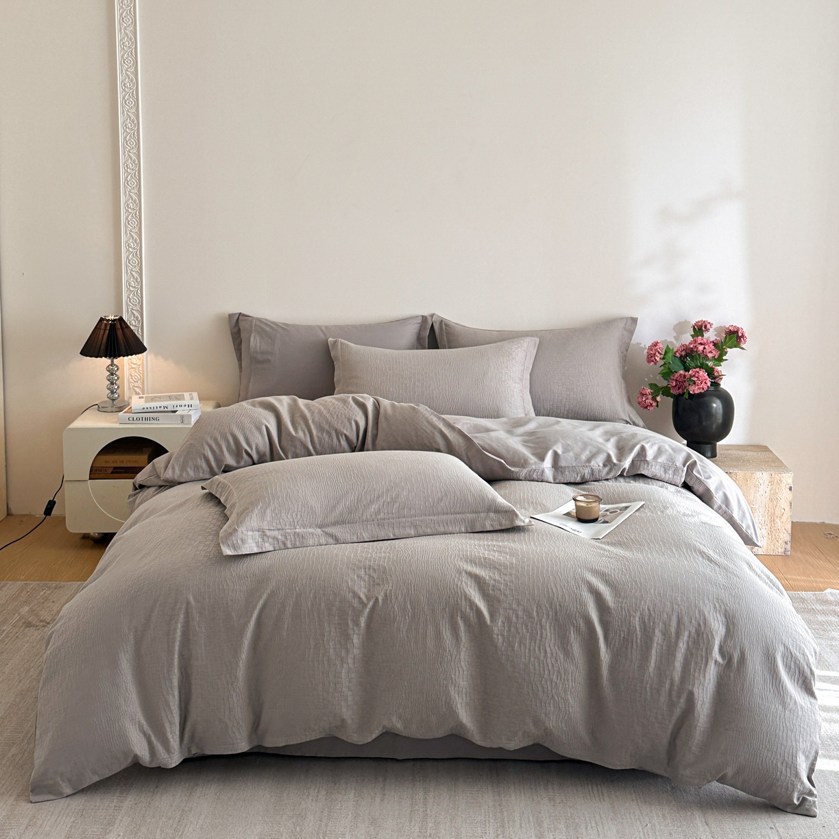 91家纺网 家纺一手货源 找家纺 （总）格里芬家纺 2026新款全棉水洗立体浮雕提花纯棉四件套