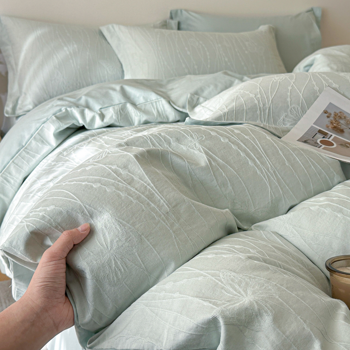 91家纺网 家纺一手货源 找家纺 （总）格里芬家纺 2026新款全棉水洗立体浮雕提花纯棉四件套