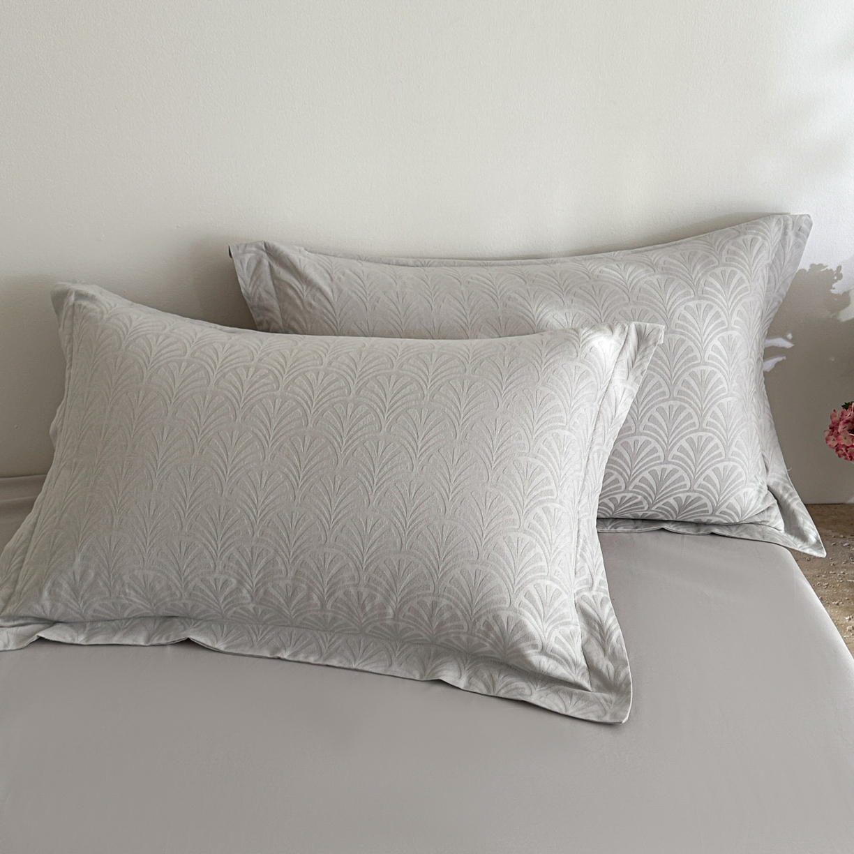 91家纺网 家纺一手货源 找家纺 格里芬家纺 2026新款全棉水洗立体浮雕提花纯棉四件套 伊贝斯-银灰