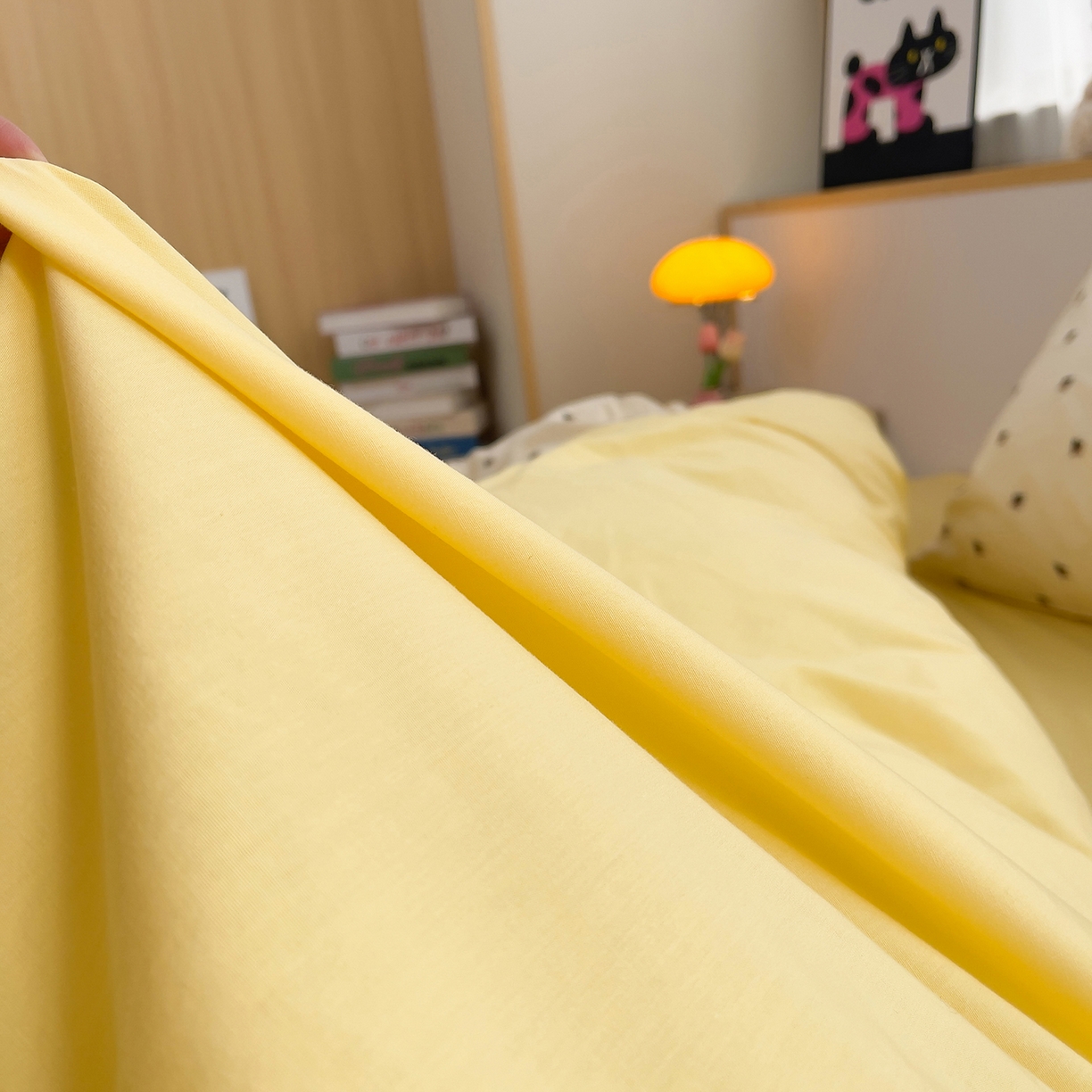 91家纺网 家纺一手货源 找家纺 炫拼家纺 2026新款A类全棉60支色织提花剪花B版40支水洗棉四件套-米熊系列 米熊-靓黄