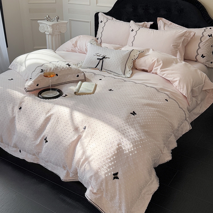 91家纺网 家纺一手货源 找家纺 东方合美（原：皇家传奇） 2026新款纯棉长绒棉刺绣四件套-云小甜 云小甜-公主粉