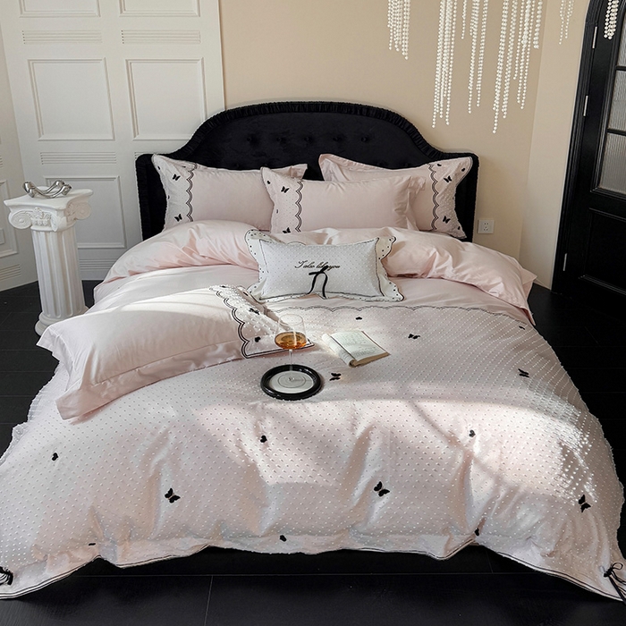 91家纺网 家纺一手货源 找家纺 东方合美（原：皇家传奇） 2026新款纯棉长绒棉刺绣四件套-云小甜 云小甜-公主粉