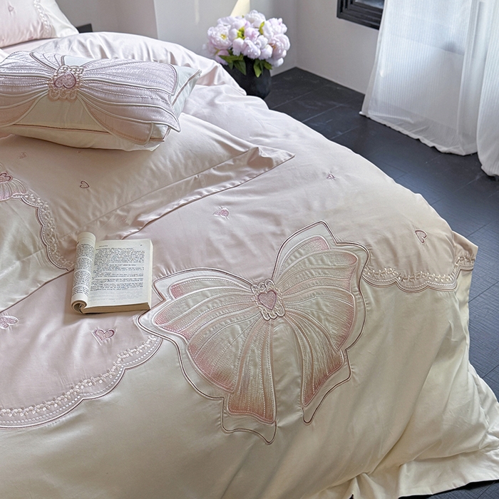 91家纺网 家纺一手货源 找家纺 （总）东方合美（原：皇家传奇） 2026新款纯棉长绒棉刺绣四件套-恋恋时光