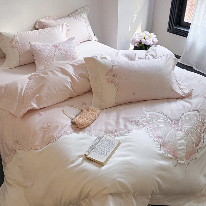 91家纺网 家纺一手货源 找家纺 （总）东方合美（原：皇家传奇） 2026新款纯棉长绒棉刺绣四件套-恋恋时光