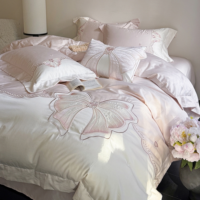 91家纺网 家纺一手货源 找家纺 （总）东方合美（原：皇家传奇） 2026新款纯棉长绒棉刺绣四件套-恋恋时光