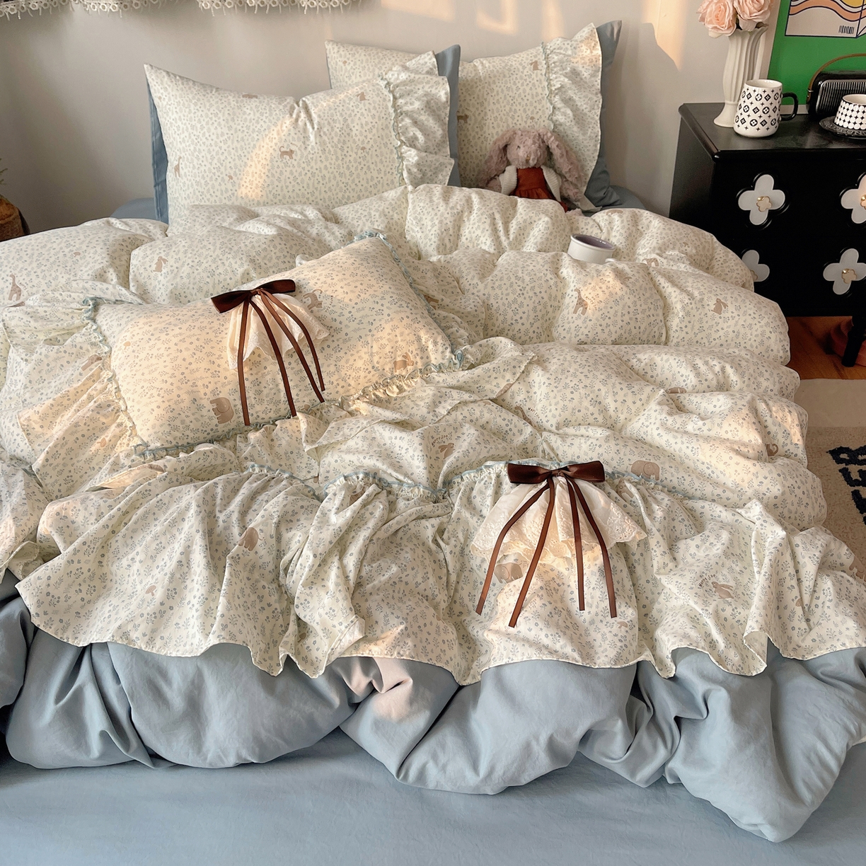 91家纺网 家纺一手货源 找家纺 （总）娜娜 2026新款A类云朵锦花边四件套