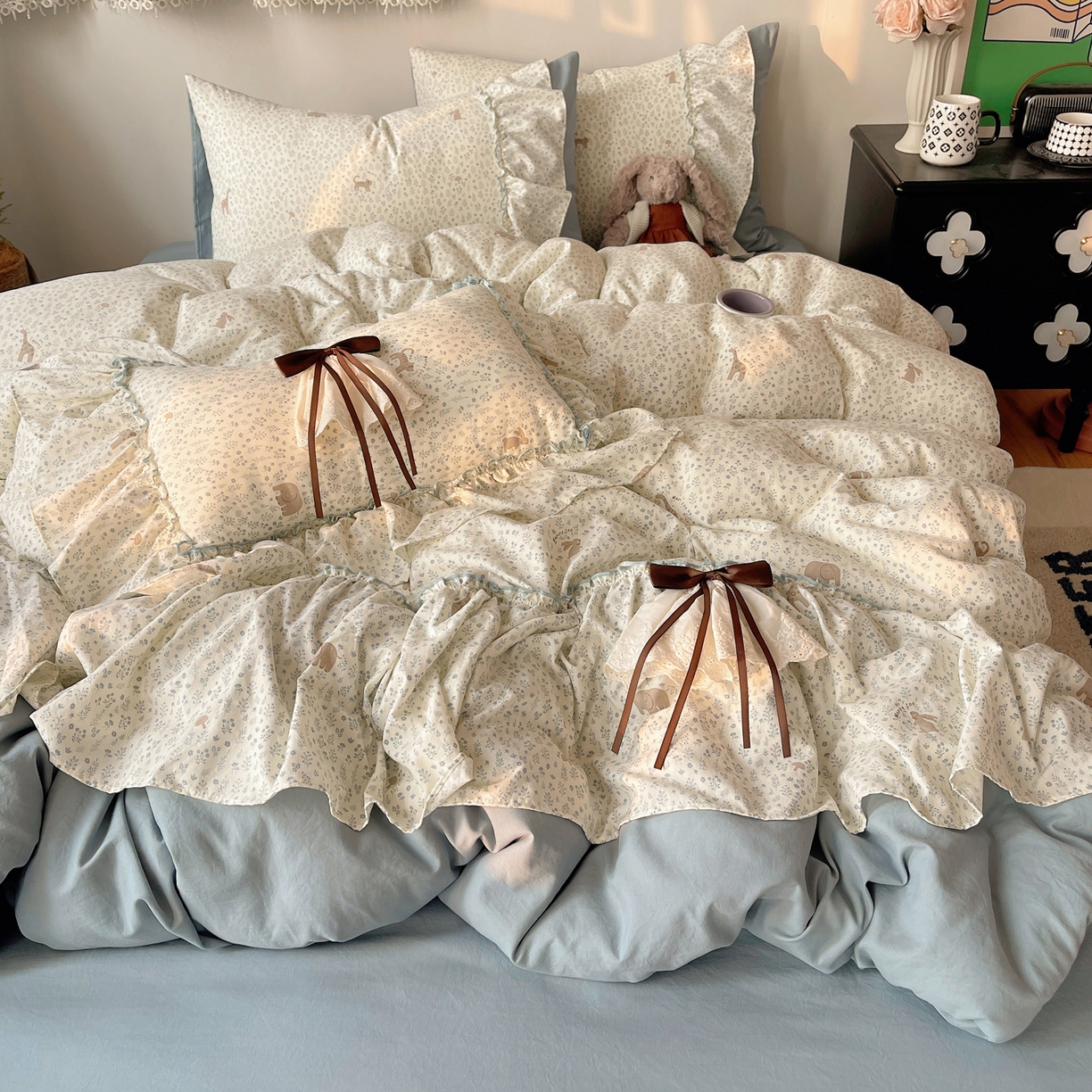 91家纺网 家纺一手货源 找家纺 （总）娜娜 2026新款A类云朵锦花边四件套