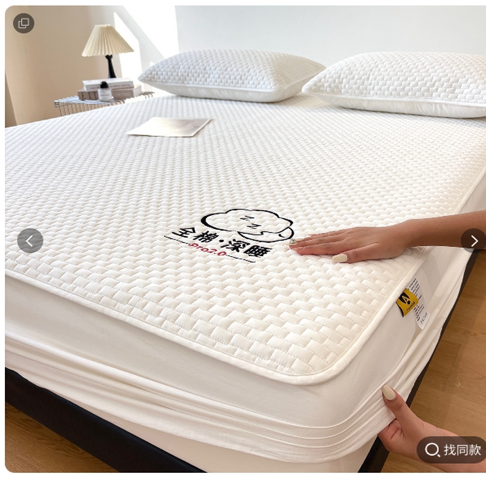 91家纺网 家纺一手货源 找家纺 居眠 2026新款莱尔-全棉深睡夹棉床笠 莱尔-白