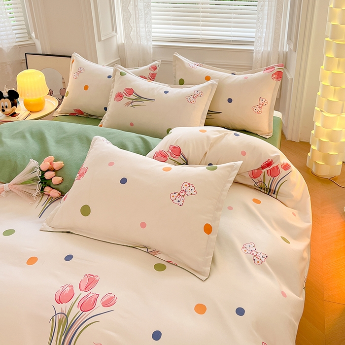 91家纺网 家纺一手货源 找家纺 世爵 2026新款亲肤磨毛印花四件套 清韵花香