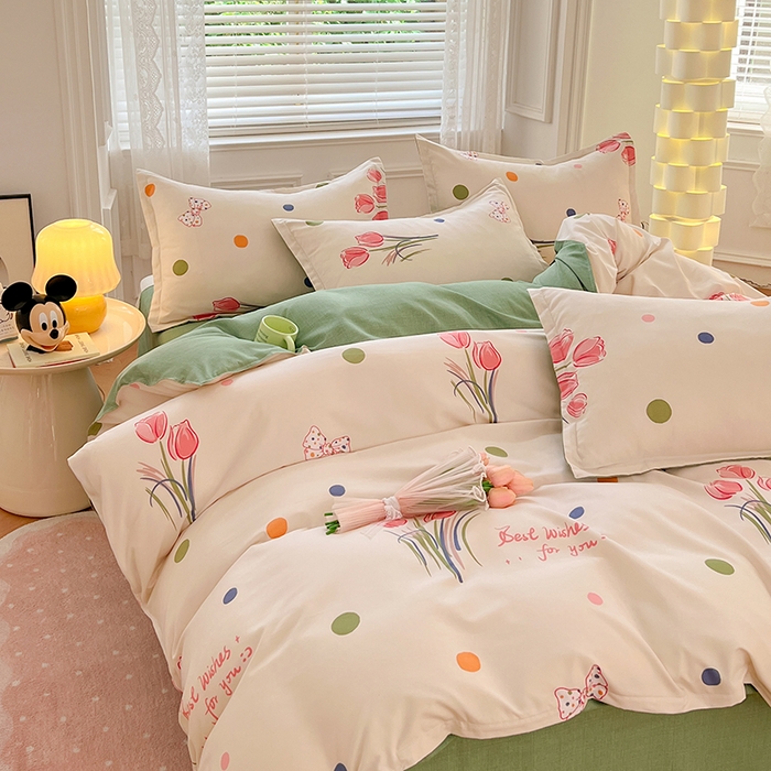 91家纺网 家纺一手货源 找家纺 世爵 2026新款亲肤磨毛印花四件套 清韵花香