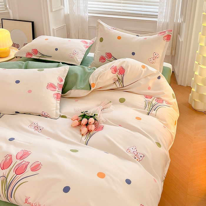 91家纺网 家纺一手货源 找家纺 世爵 2026新款亲肤磨毛印花四件套 清韵花香