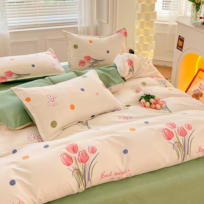 91家纺网 家纺一手货源 找家纺 世爵 2026新款亲肤磨毛印花四件套 清韵花香