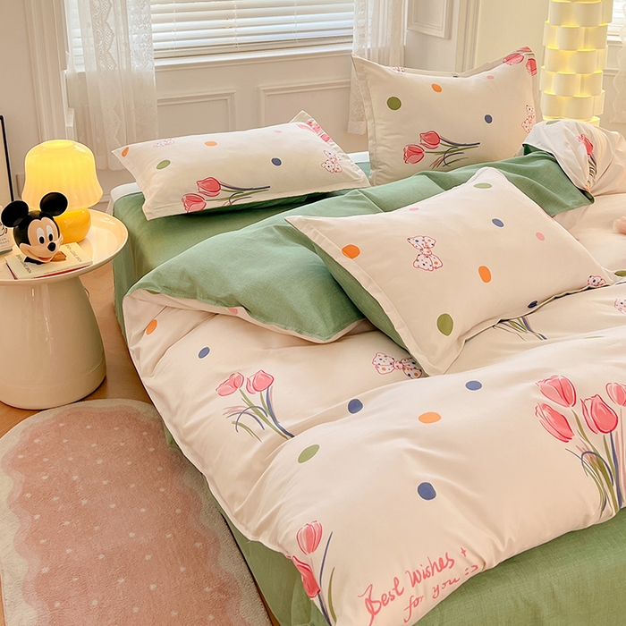 91家纺网 家纺一手货源 找家纺 世爵 2026新款亲肤磨毛印花四件套 清韵花香