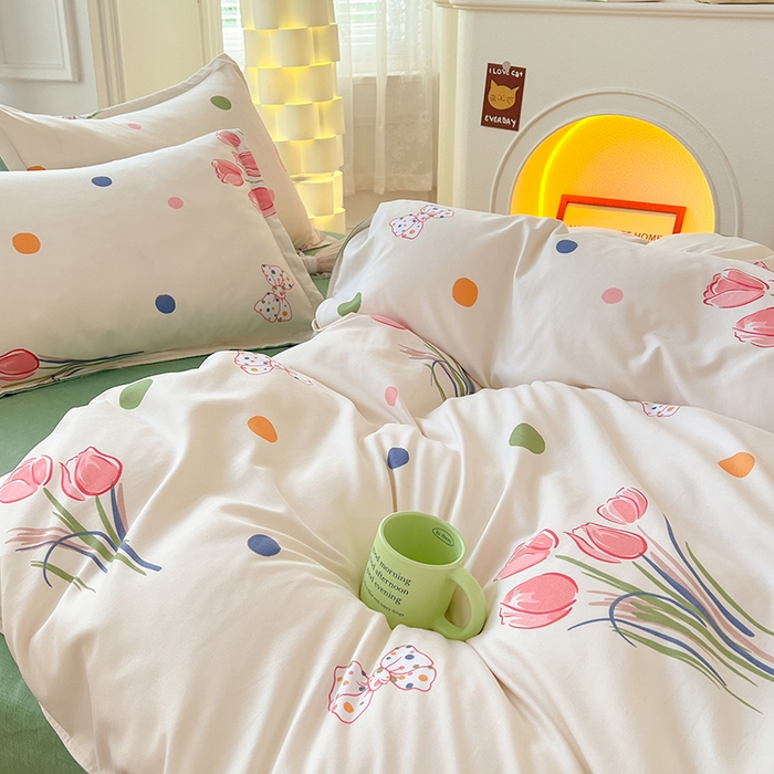 91家纺网 家纺一手货源 找家纺 世爵 2026新款亲肤磨毛印花四件套 清韵花香