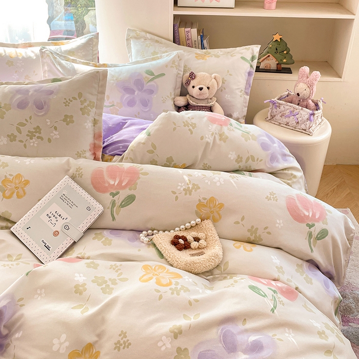 91家纺网 家纺一手货源 找家纺 世爵 2026新款亲肤磨毛印花四件套 晴光花叙绿