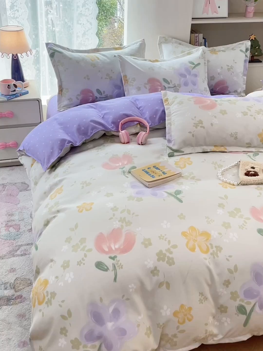 91家纺网 家纺一手货源 找家纺 世爵 2026新款亲肤磨毛印花四件套 晴光花叙绿