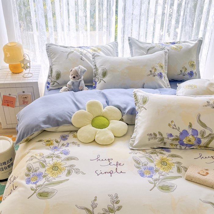 91家纺网 家纺一手货源 找家纺 世爵 2026新款亲肤磨毛印花四件套 手绘春天