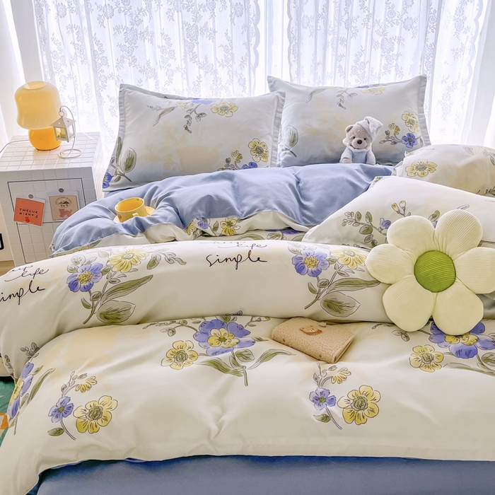 91家纺网 家纺一手货源 找家纺 世爵 2026新款亲肤磨毛印花四件套 手绘春天