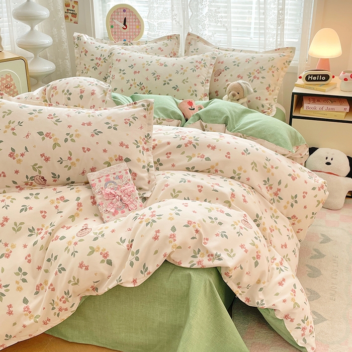 91家纺网 家纺一手货源 找家纺 世爵 2026新款亲肤磨毛印花四件套 甜美庄园