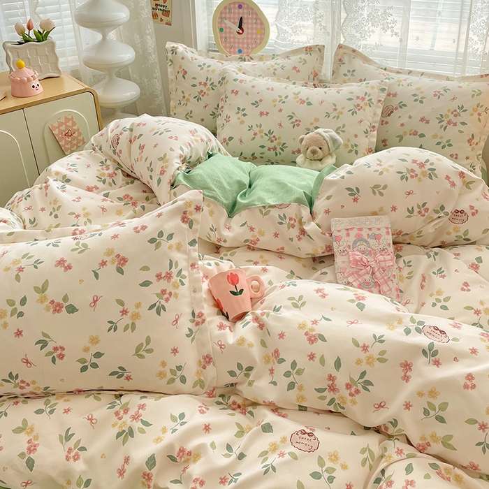 91家纺网 家纺一手货源 找家纺 世爵 2026新款亲肤磨毛印花四件套 甜美庄园