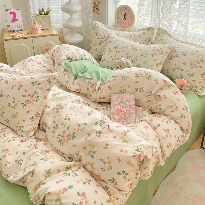 91家纺网 家纺一手货源 找家纺 世爵 2026新款亲肤磨毛印花四件套 甜美庄园