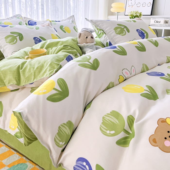 91家纺网 家纺一手货源 找家纺 世爵 2026新款亲肤磨毛印花四件套 兔小妹