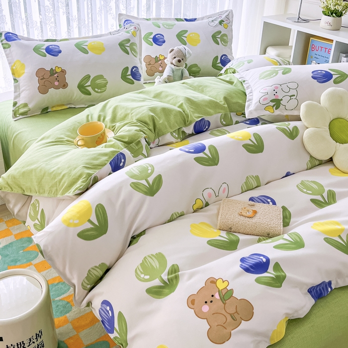 91家纺网 家纺一手货源 找家纺 世爵 2026新款亲肤磨毛印花四件套 兔小妹