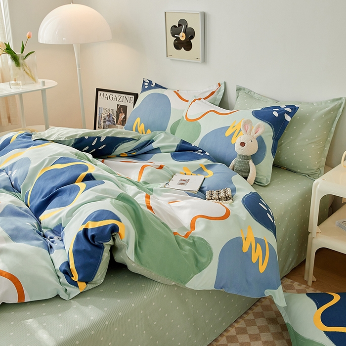 91家纺网 家纺一手货源 找家纺 世爵 2026新款亲肤磨毛印花四件套 微梦时光