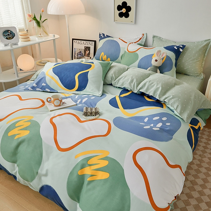 91家纺网 家纺一手货源 找家纺 世爵 2026新款亲肤磨毛印花四件套 微梦时光