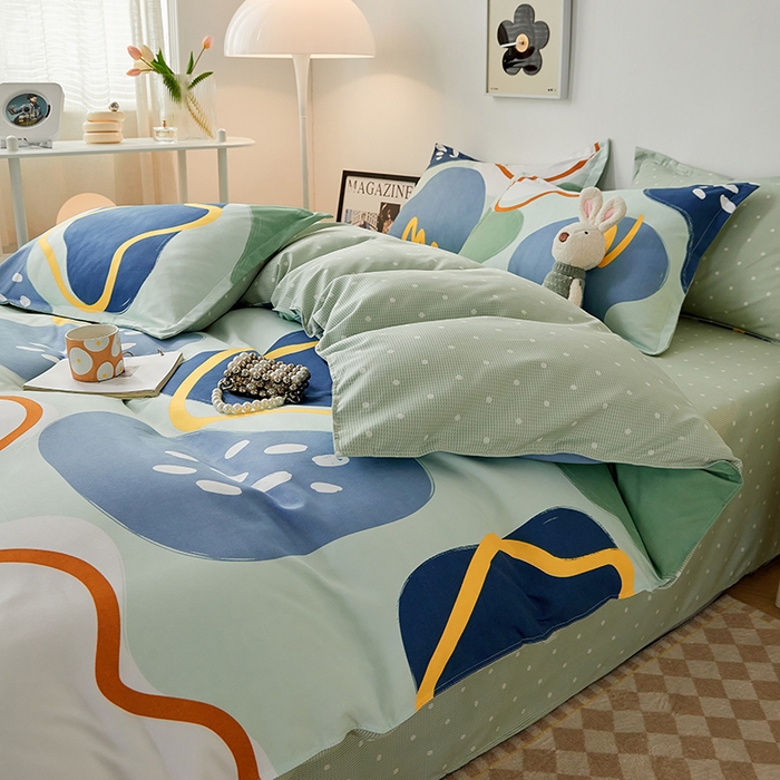 91家纺网 家纺一手货源 找家纺 世爵 2026新款亲肤磨毛印花四件套 微梦时光