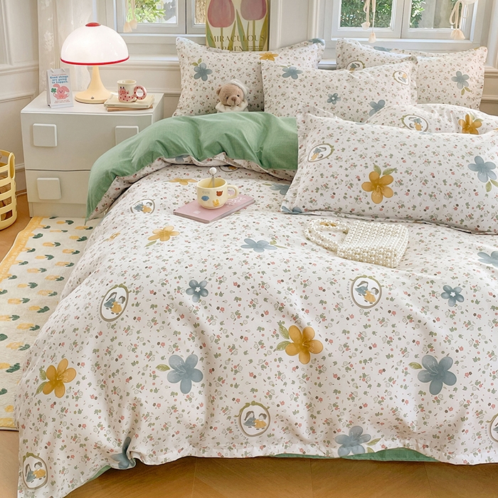 91家纺网 家纺一手货源 找家纺 世爵 2026新款亲肤磨毛印花四件套 小家碧玉