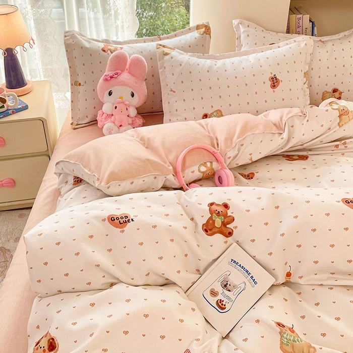 91家纺网 家纺一手货源 找家纺 世爵 2026新款亲肤磨毛印花四件套 小熊派对