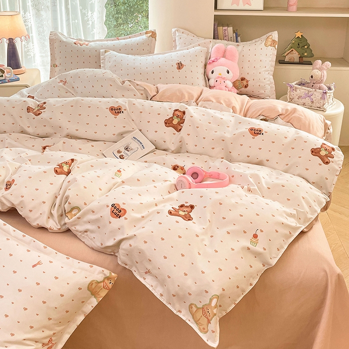 91家纺网 家纺一手货源 找家纺 世爵 2026新款亲肤磨毛印花四件套 小熊派对