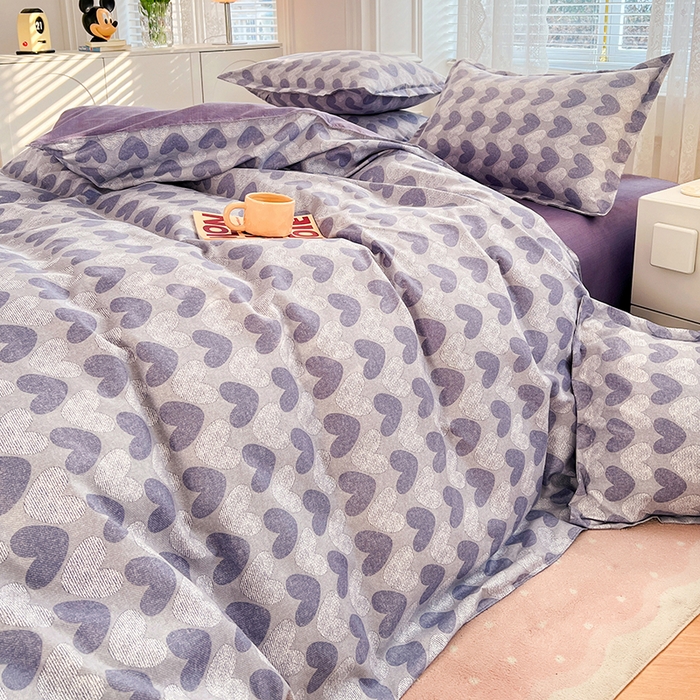 91家纺网 家纺一手货源 找家纺 世爵 2026新款亲肤磨毛印花四件套 心海