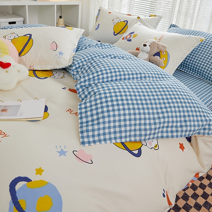 91家纺网 家纺一手货源 找家纺 世爵 2026新款亲肤磨毛印花四件套 星际探险