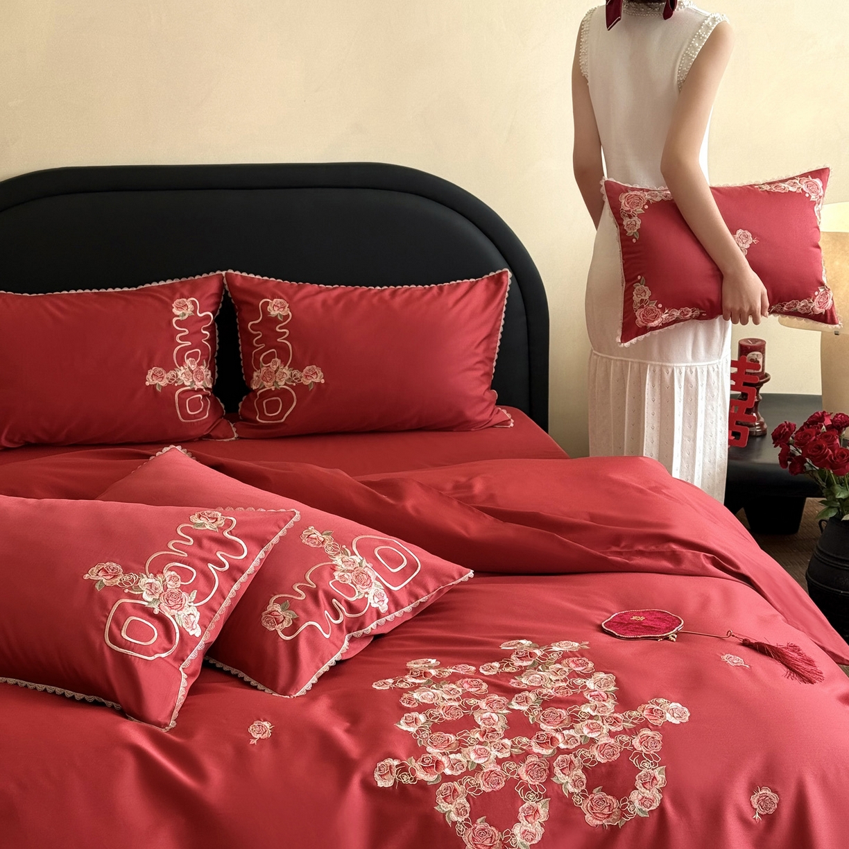 91家纺网 家纺一手货源 找家纺 （总）爱缦 2026新款花见喜系列100s pro全棉四件套-风格一（此款券后控价：标准388，大号408）