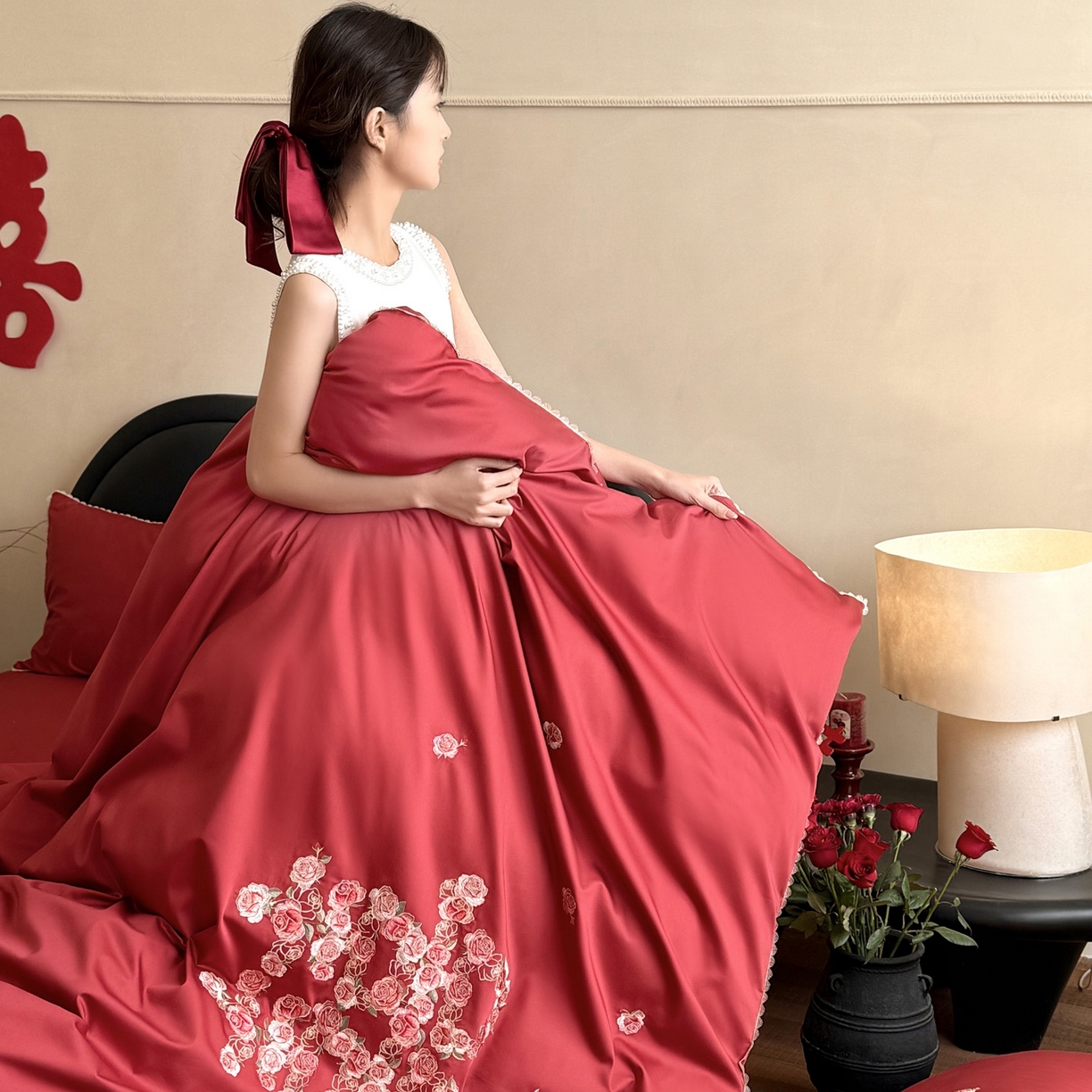 91家纺网 家纺一手货源 找家纺 （总）爱缦 2026新款花见喜系列100s pro全棉四件套-风格一（此款券后控价：标准388，大号408）