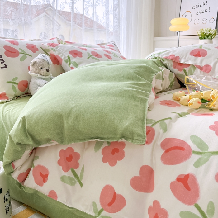 91家纺网 家纺一手货源 找家纺 世爵 2026新款亲肤磨毛印花四件套 映日逐香