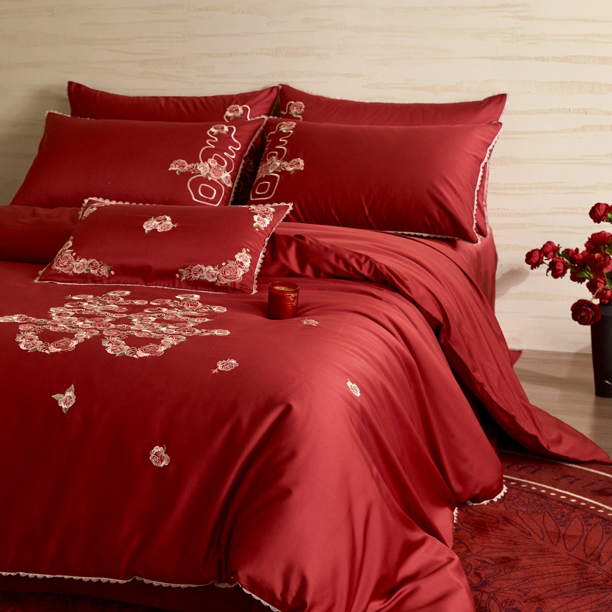 91家纺网 家纺一手货源 找家纺 （总）爱缦 2026新款花见喜系列100s pro全棉四件套-风格二（此款券后控价：标准388，大号408）