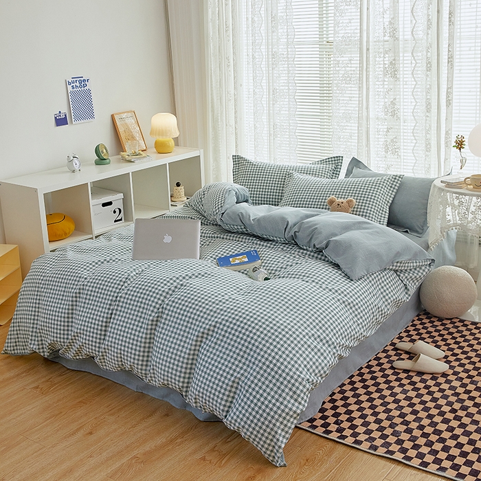 91家纺网 家纺一手货源 找家纺 世爵 2026新款亲肤磨毛印花四件套 优格绿