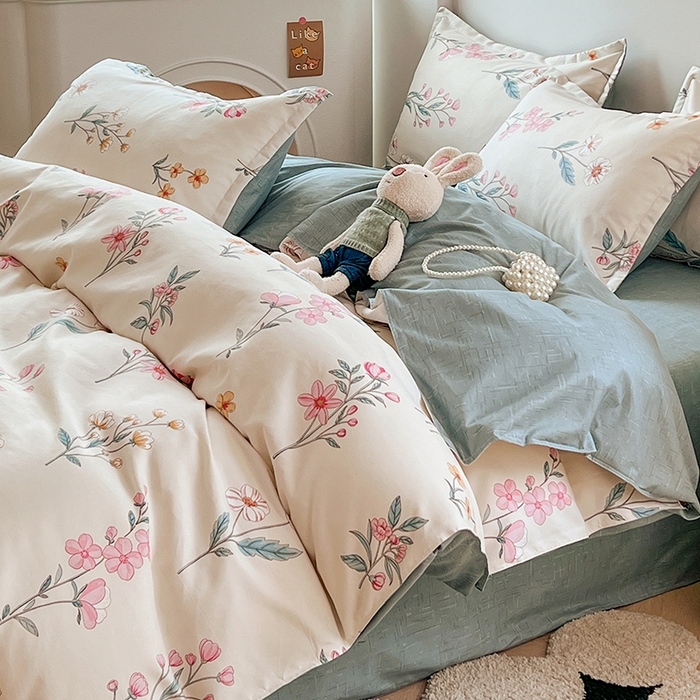 91家纺网 家纺一手货源 找家纺 世爵 2026新款亲肤磨毛印花四件套 幽兰情思