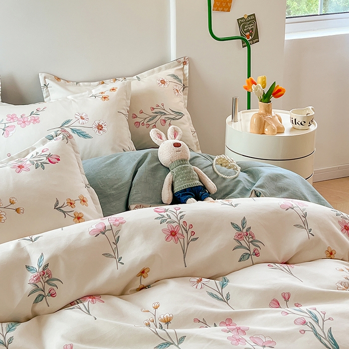 91家纺网 家纺一手货源 找家纺 世爵 2026新款亲肤磨毛印花四件套 幽兰情思